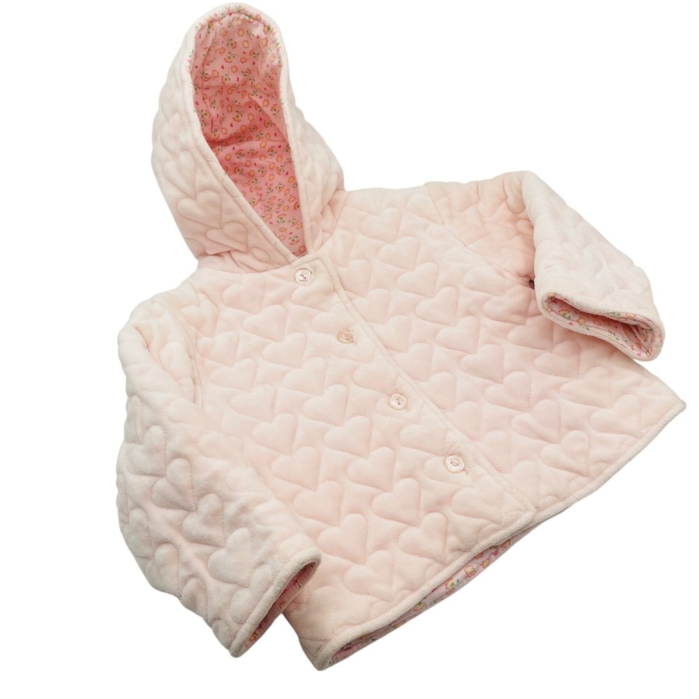 Specialty Baby Quilted Jacket Pink Heart Floral Lining Baby Girls 24M Coquette